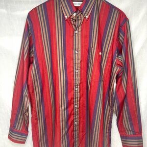 Vtg Steeplechase Shirt Mens Sz Medium Western Cowboy Striped Button Down Rodeo